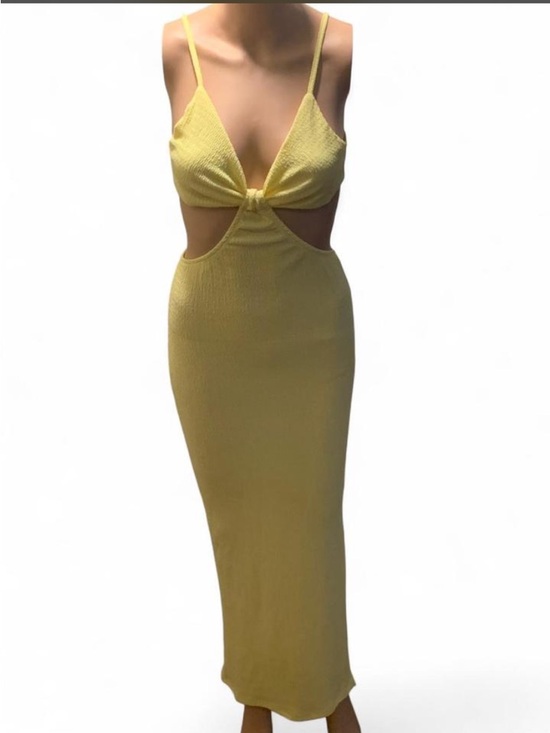 SHEIN Dresses & Skirts - Yellow Cutout Maxi Dress with Knot Front